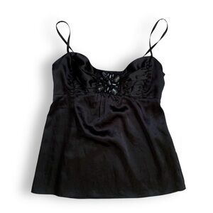 Matty M Satin Jeweled Cute Camisole Tank Vintage Top
